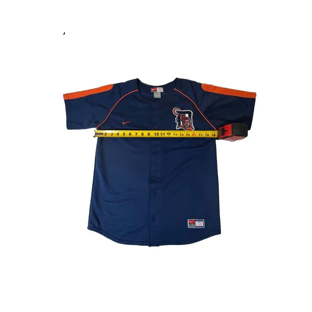 Nike Detroit Tigers Youth Large Baseball Jersey Navy Orange MLB NWOT Sewn Logo